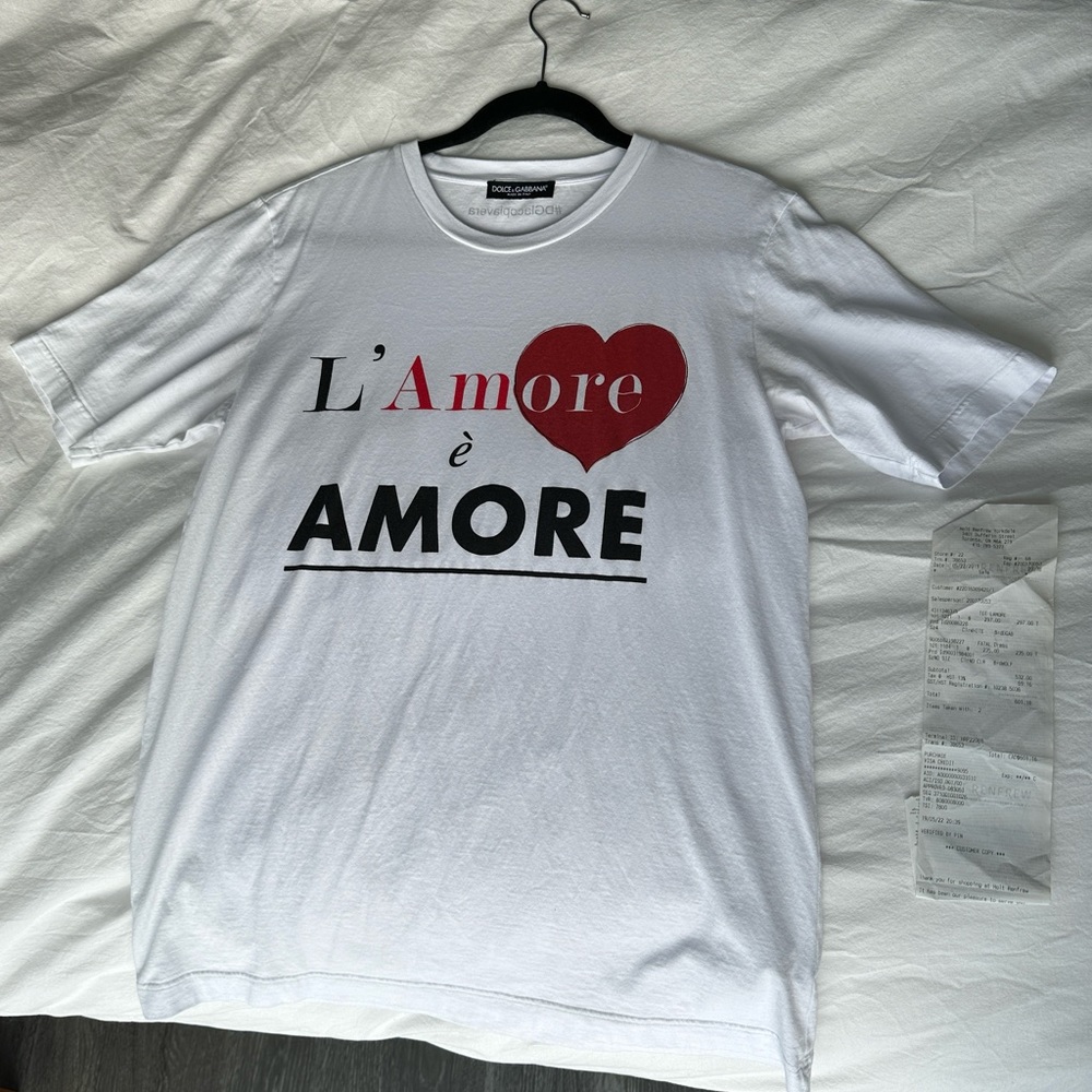 Dolce & Gabbana White and Red Graphic Tee